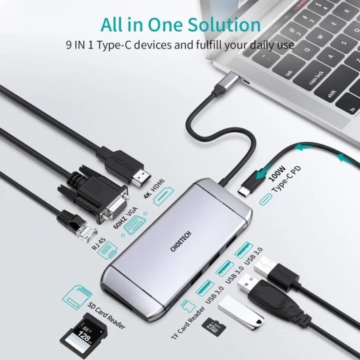 هاب 9پورت USB،C چویتک مدل HUB،M15