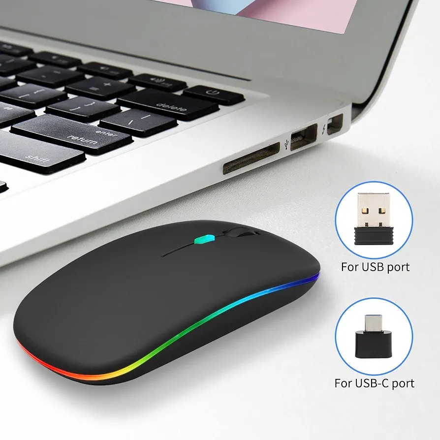 ماوس بی سیم همراه با 2عدد آداپتور USB AبهUSB C مدلSMRGBCD001