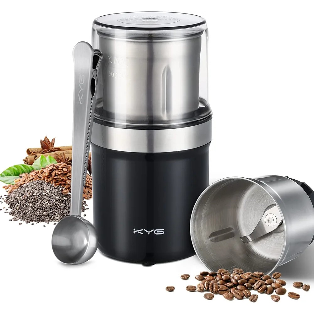 آسیاب قهوه برقی و عدویه300وات استیل ضد زنگ برندKYGمدلM200B
