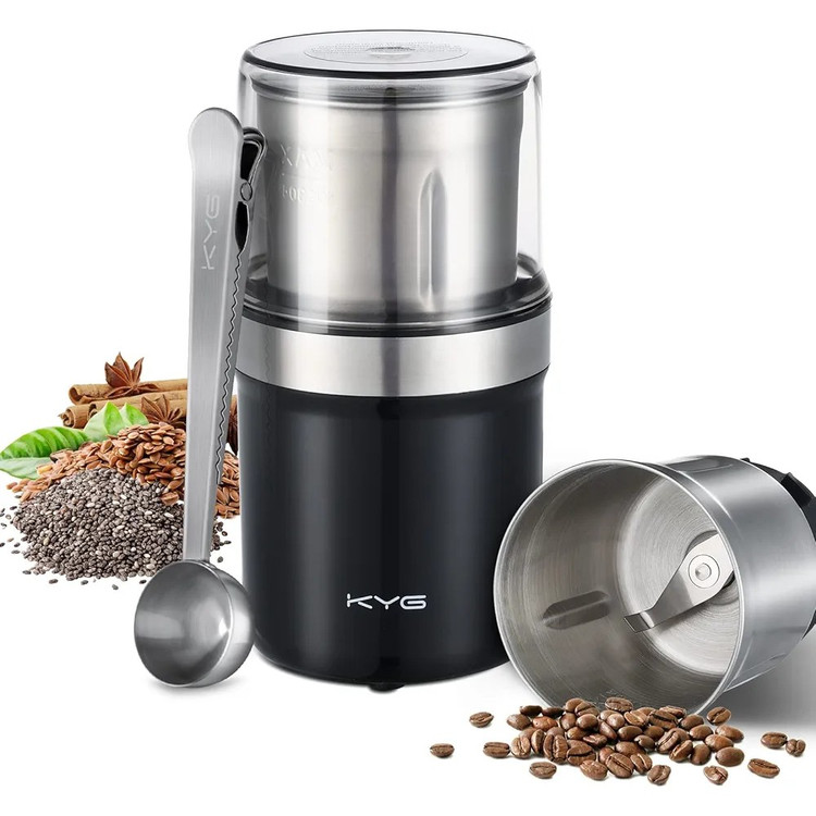 آسیاب قهوه برقی و عدویه300وات استیل ضد زنگ برندKYGمدلM200B