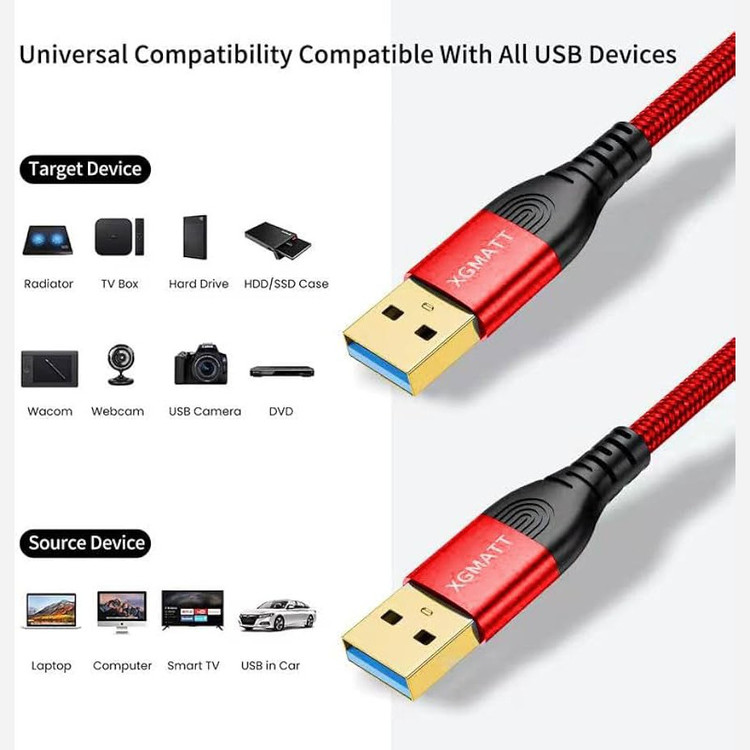 کابل USBبه USBسرعت انتقال5گیگابیت بر ثانیه نیم متری برندXGMATT