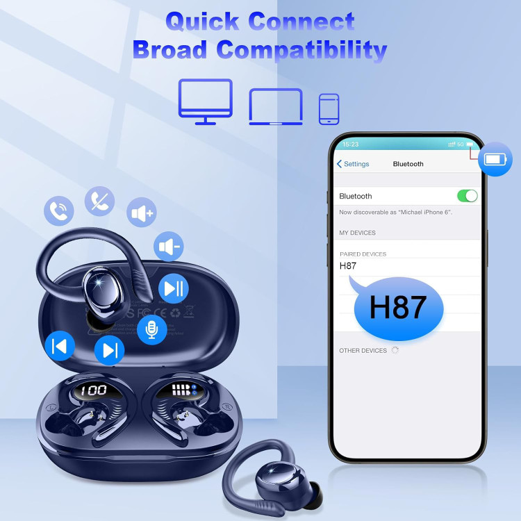 هدفون بی سیم بلوتوث5.4 ضد آبIP7برندHupoafمدلH87