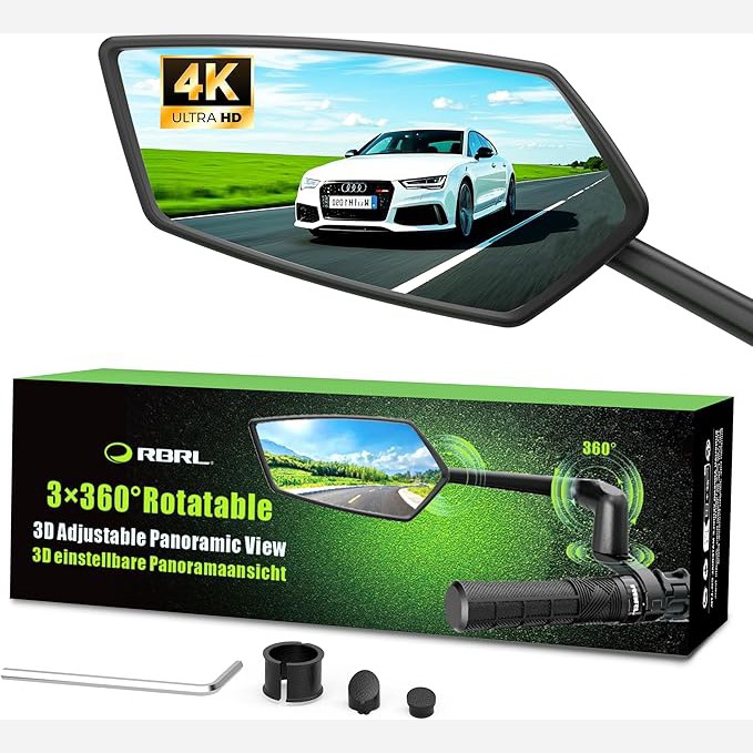 آینه دید عقب دوچرخه سمت چپ با قطر25.4-22.2سه بعدی چرخش 360درجه ضدلرزش برندRBRL