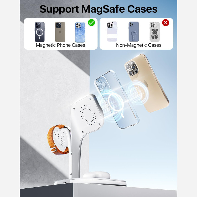 شارژر وایرلسMagsafeهمراه با آداپتور برای آیفون 17 اپل واچ سری1-10برندEXW