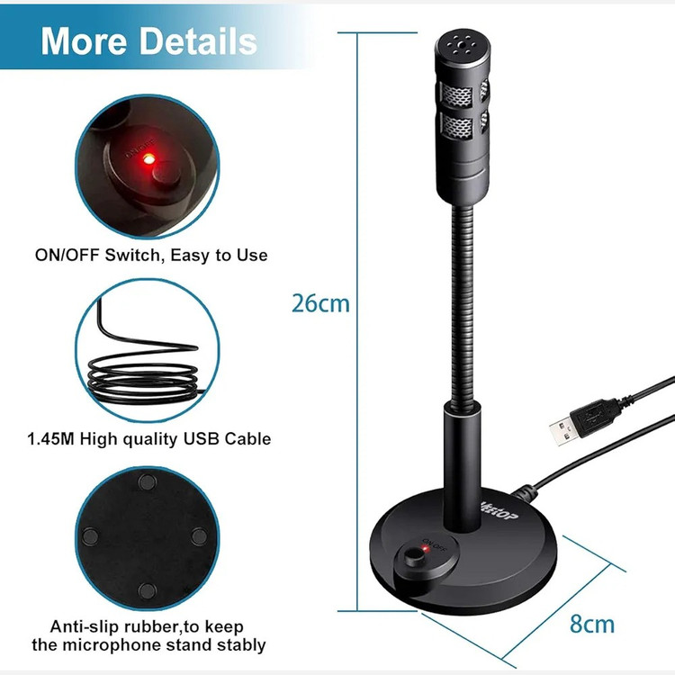 میکروفون USB میکروفون همه جهته سازگار لپ تاپ.مک.PS4ویندوز و لینوکس برندVEETOP