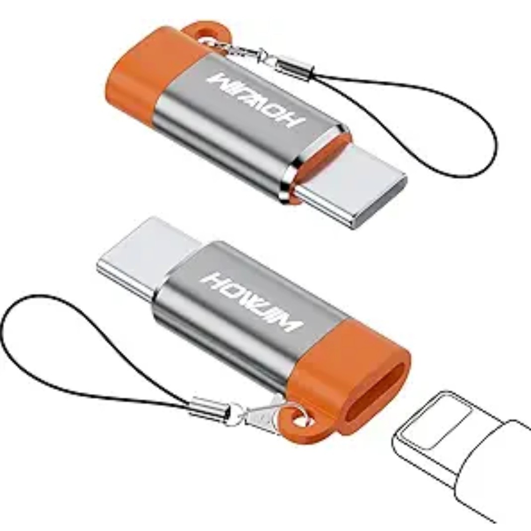 آداپتور مبدل لایتنینگ بهUSB-Cشارژ سریع 27واتPDانتقال داده 480مگابیت بر ثانیه برندHOWJIM بسته 2عددی