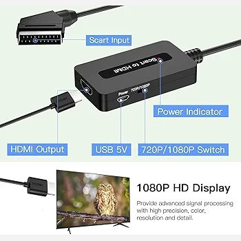 کابل مبدل اسکارت به HDMIبرای پخش در تلویزیون هایSky.DVD.STBبرندKirolle