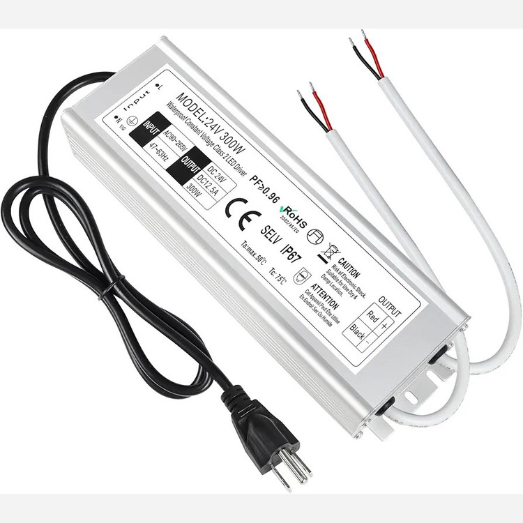 درایور منبع تغذیه LED ضد آب LightingWill IP67 با خروجی ولتاژ پایین 300 وات 110 ولت AC به 24 ولت DC