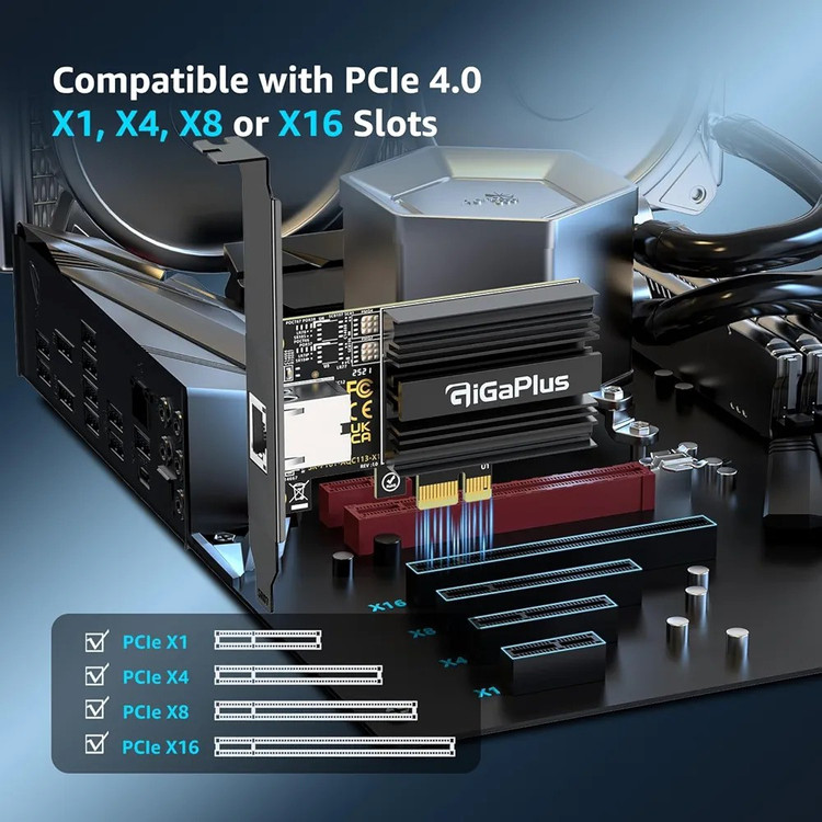 کارت شبکه PCI-e 10Gbe کنترلر AQC113 کارت شبکه پورت RJ45 با سرعت 10G Base-Tبرند GiGaPlus