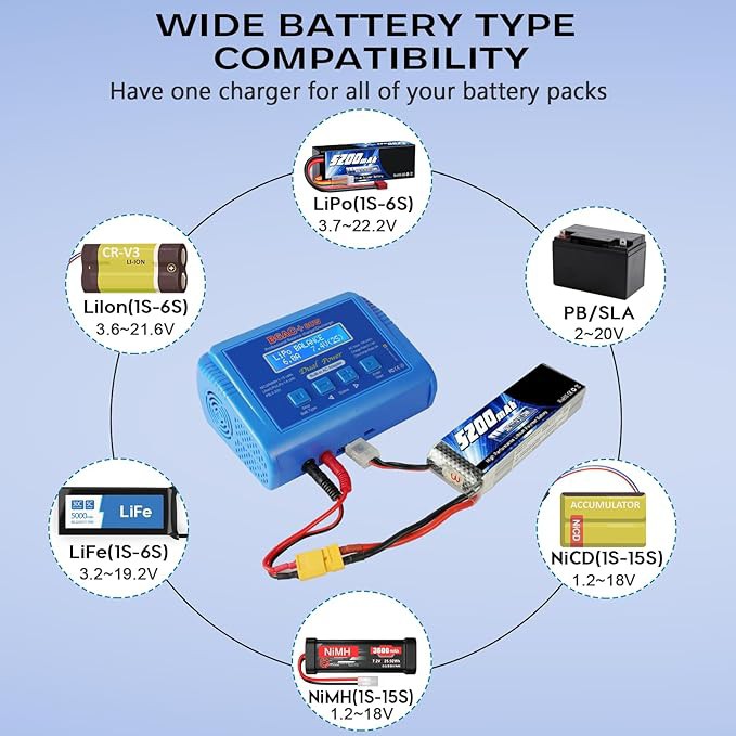 شارژر بالانس لیپوB6AC+80Wبا دشارژر6آمپرمنبع تغذیهAC