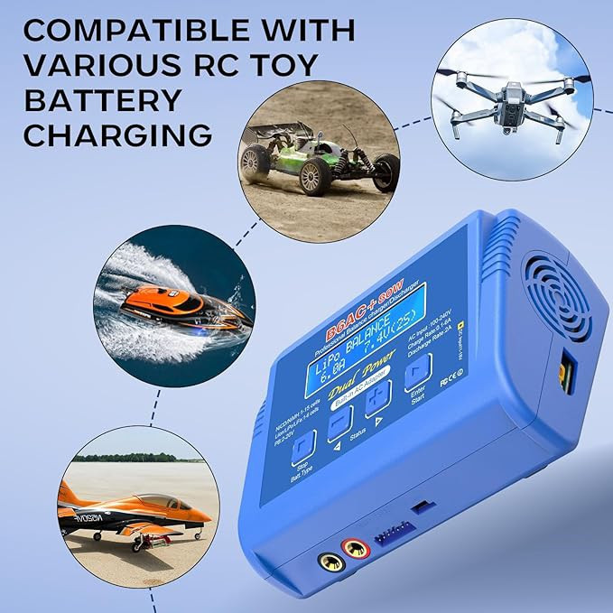 شارژر بالانس لیپوB6AC+80Wبا دشارژر6آمپرمنبع تغذیهAC