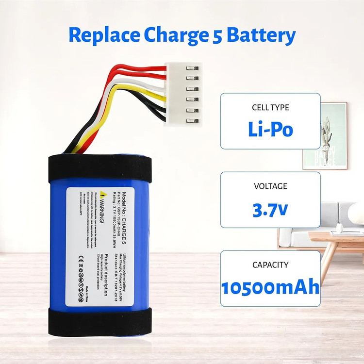 باتری اسپیکر3.7JBLولت 10500 میلی آمپر مدل JBLCHARGE5