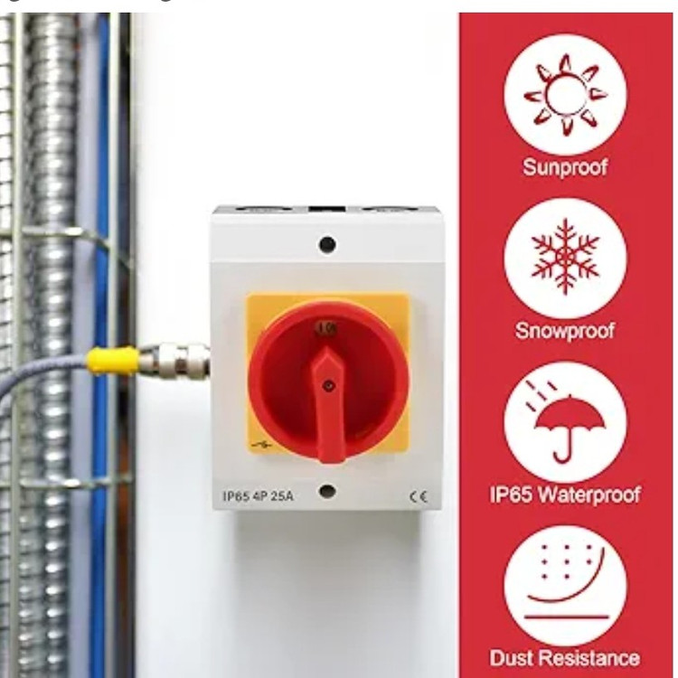 کلید ایزولاتور صنعتی4پین چرخشیIP65. 25A. 380V