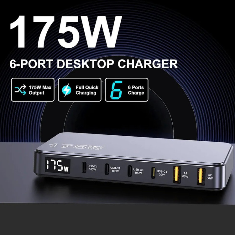 شارژر سریع 175 وات 6 پورت PD3.0 مدلBK-112D
