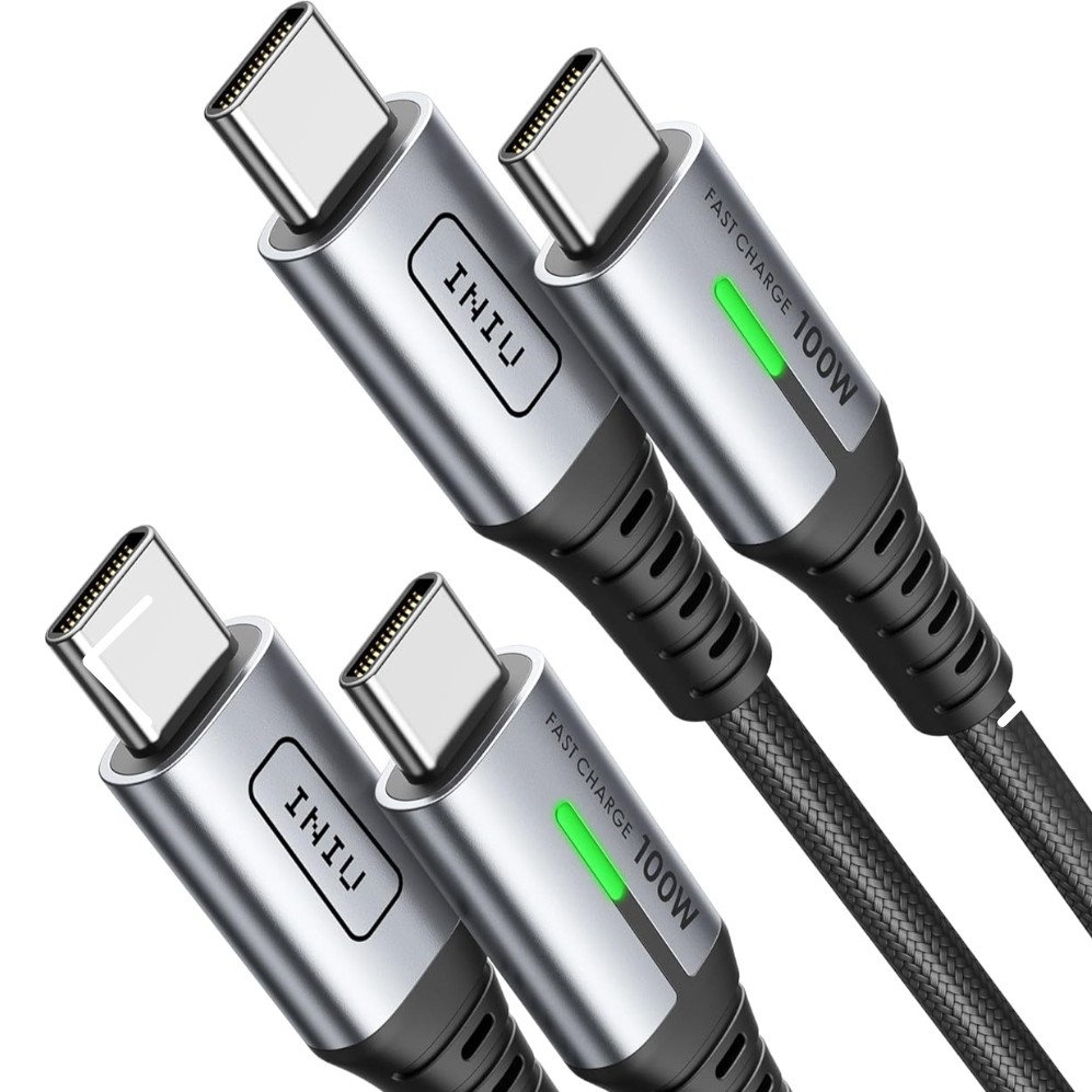 کابل فست شارژ USB-CبهUSB-Cپک 2عددی 100Wدو متری برند INIU