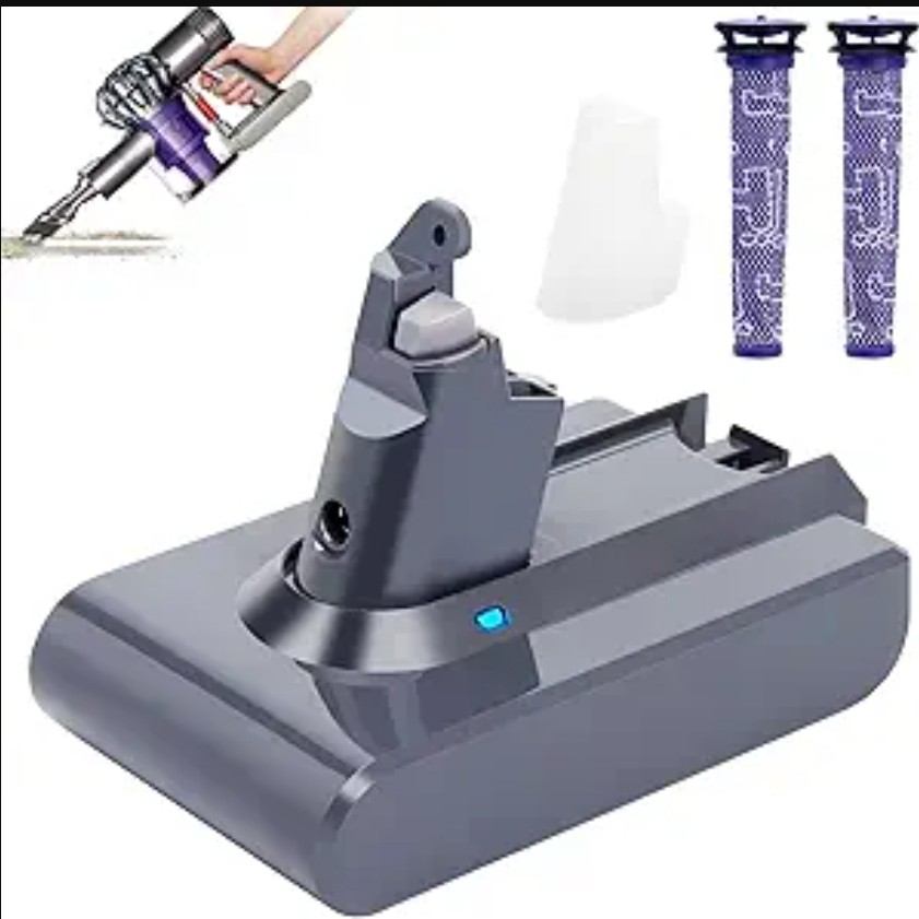 باتری جارو شارژی و 2عددفیلتر دایسون 21.6V 6000mAh مدلDC62 برندRyzwoc